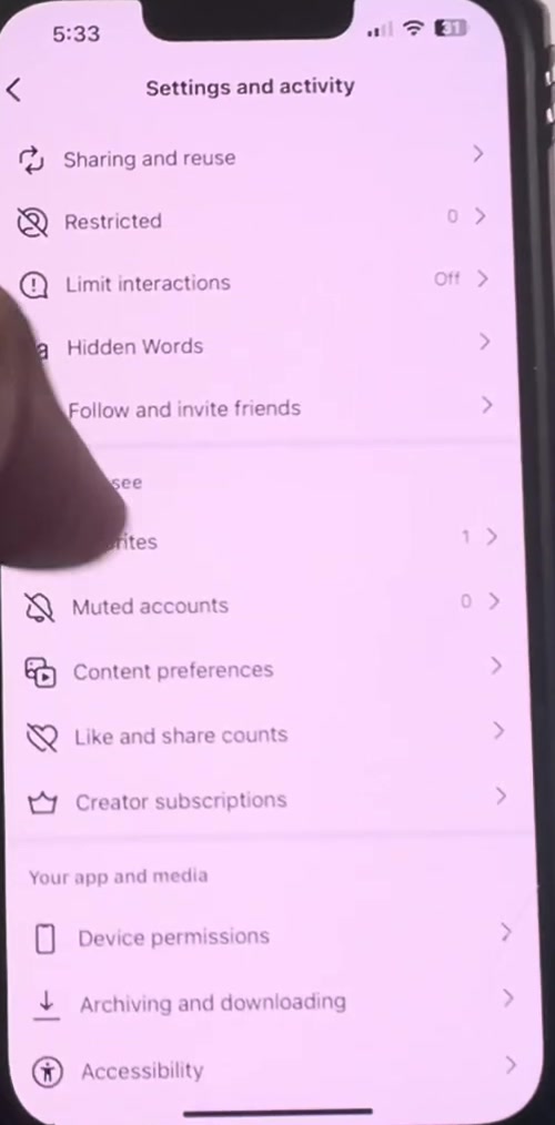 Like and share counts listed under the What you see section of Instagram settings