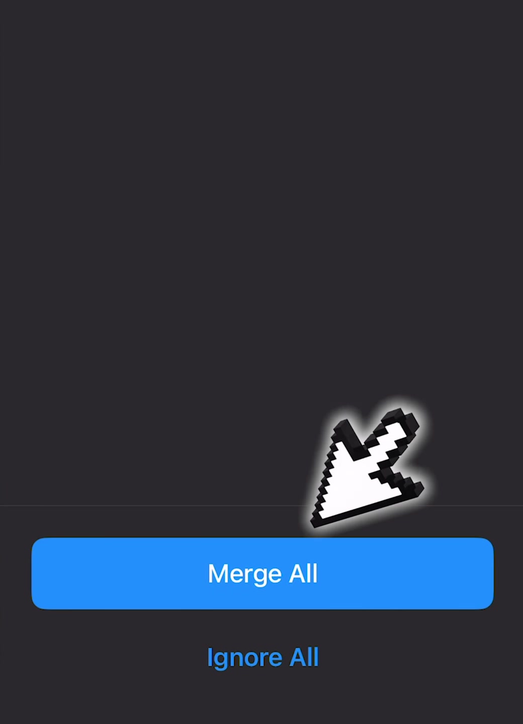 Merge All and Ignore All buttons at the bottom of the Duplicates Found screen