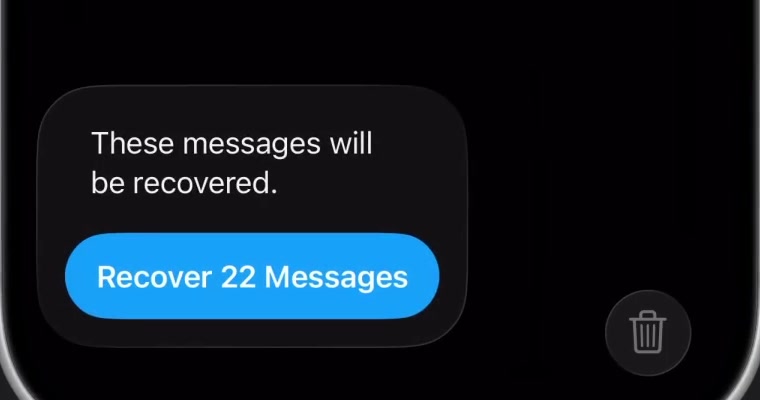 Confirmation prompt reading These messages will be recovered with a Recover 22 Messages button