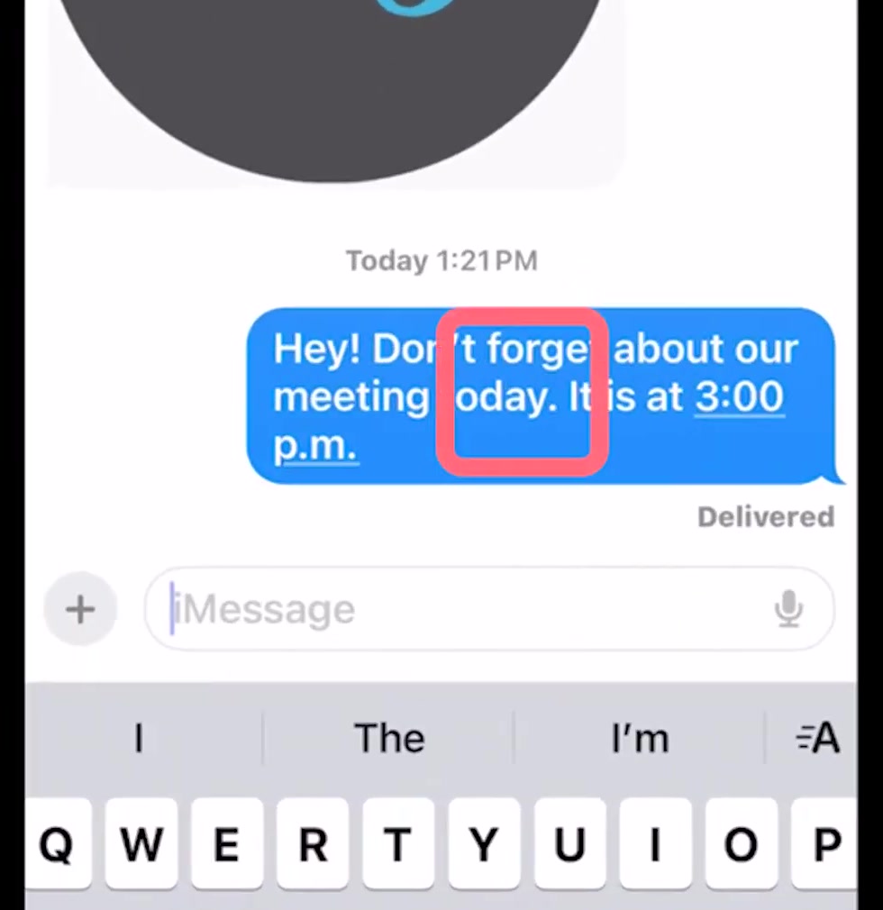 A sent blue iMessage bubble marked Delivered in an iPhone conversation